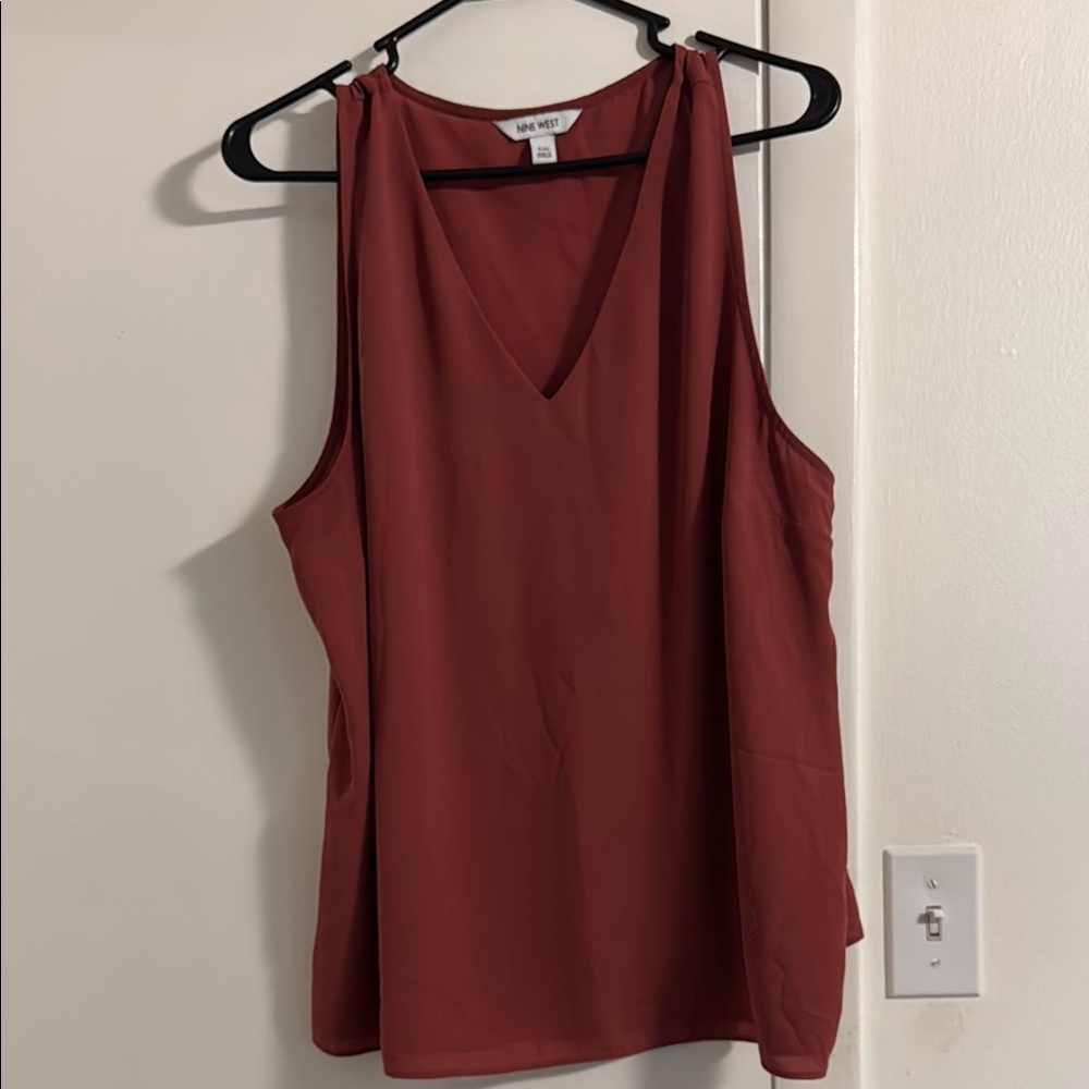 Nine West Red Sleeveless Tank Top V-Neck